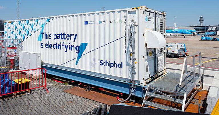 Schiphol testing ‘super battery’ in major step towards energy storage and further electrification of ground equipment