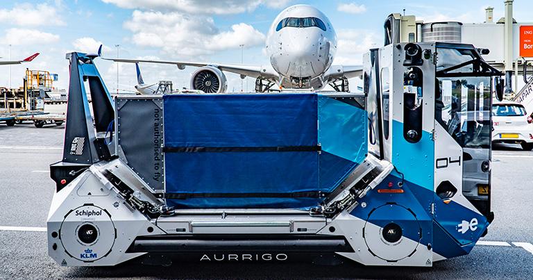 Schiphol and KLM collaborate to test Aurrigo’s Auto-DollyTug self-driving baggage vehicle